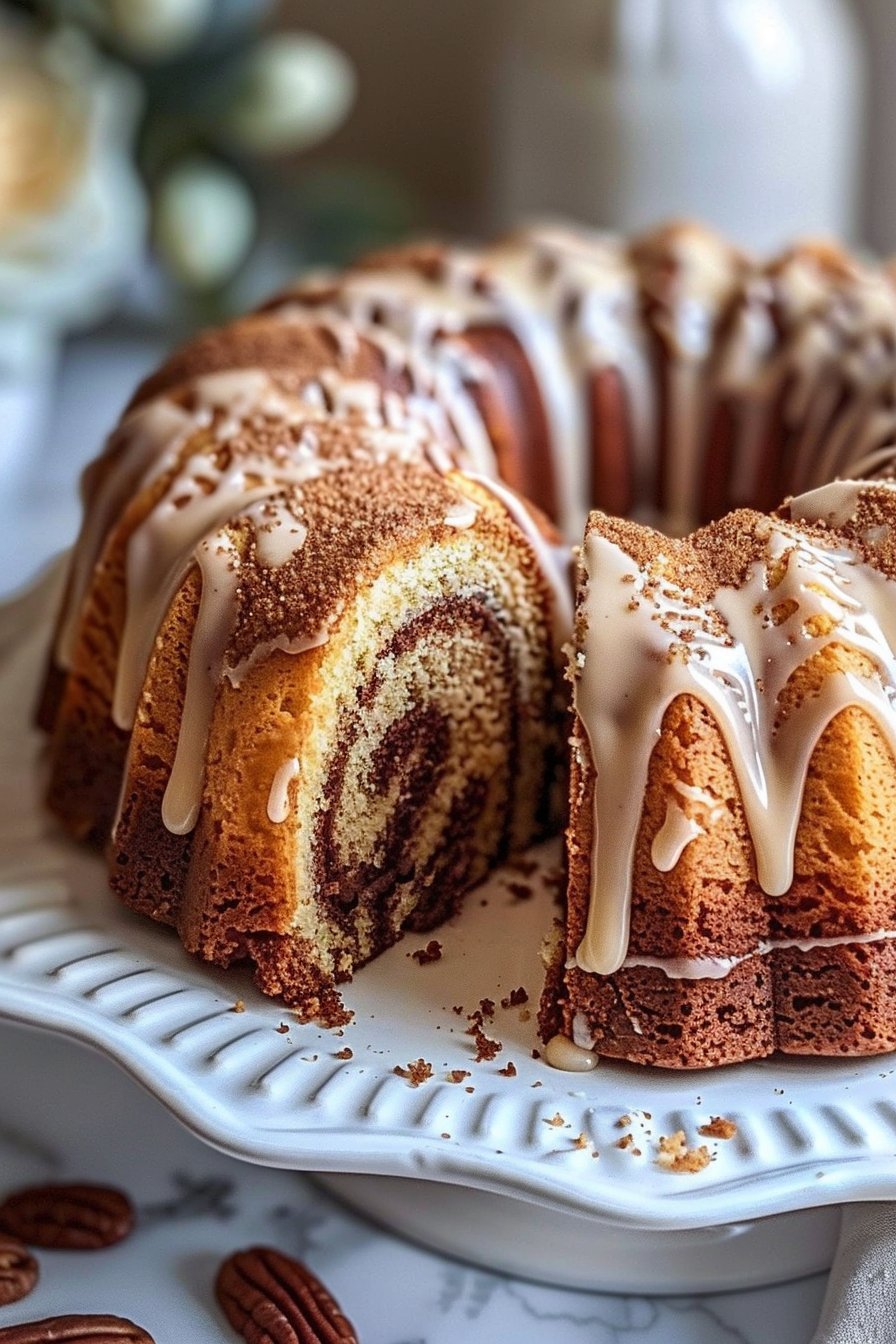 Cinnamon Swirl Bundt Cake serving image