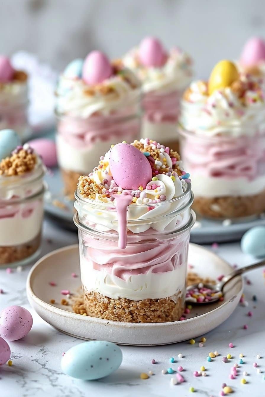 Easter Egg Cheesecake Jars serving image