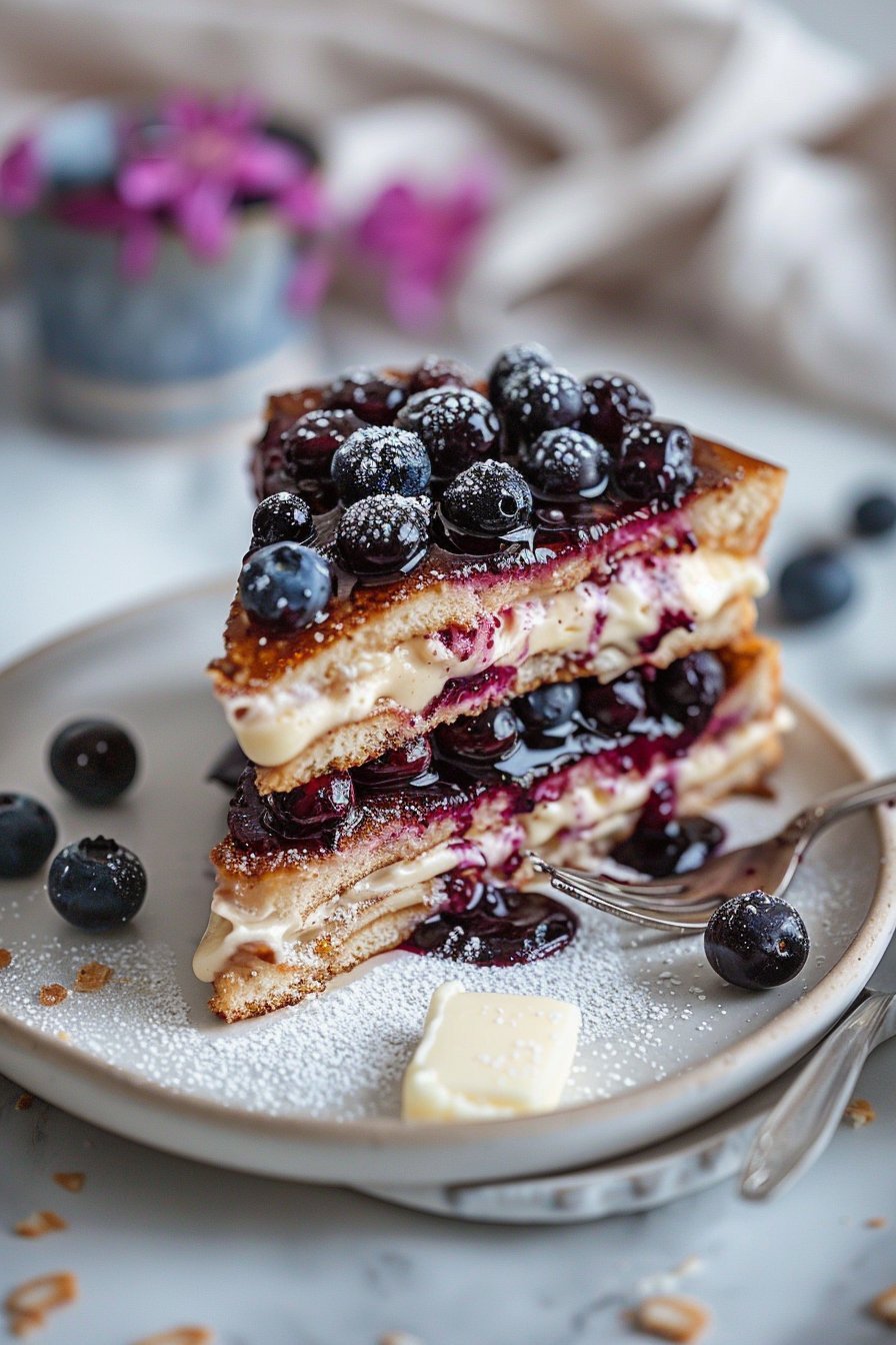 How to Make Blueberry Cheesecake Stuffed French Toast at Home serving
