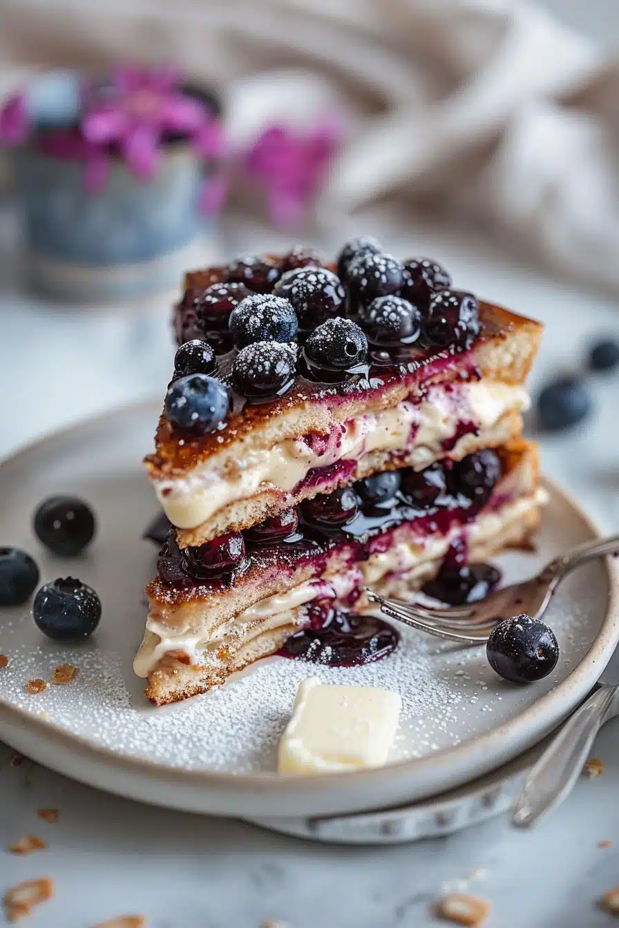 How to Make Blueberry Cheesecake Stuffed French Toast at Home serving