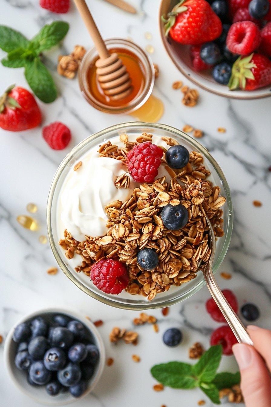 Healthy Greek Yogurt Berry Parfait instructions process