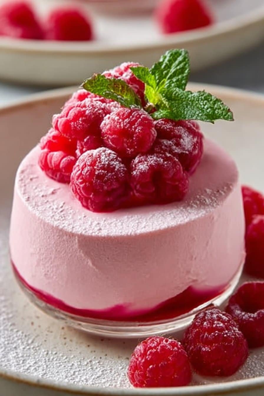 Fresh Raspberry Cloud Mousse serving