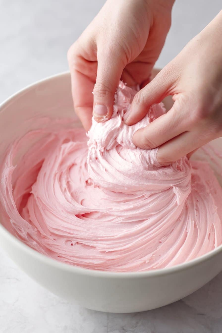 Raspberry Buttercream Frosting process image