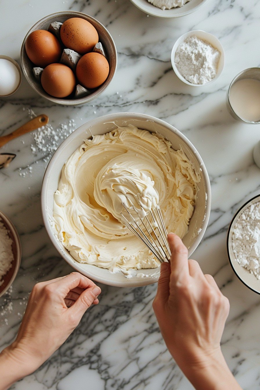 Indulgent Burnt Basque Cheesecake in a Loaf Pan You'll Love process image