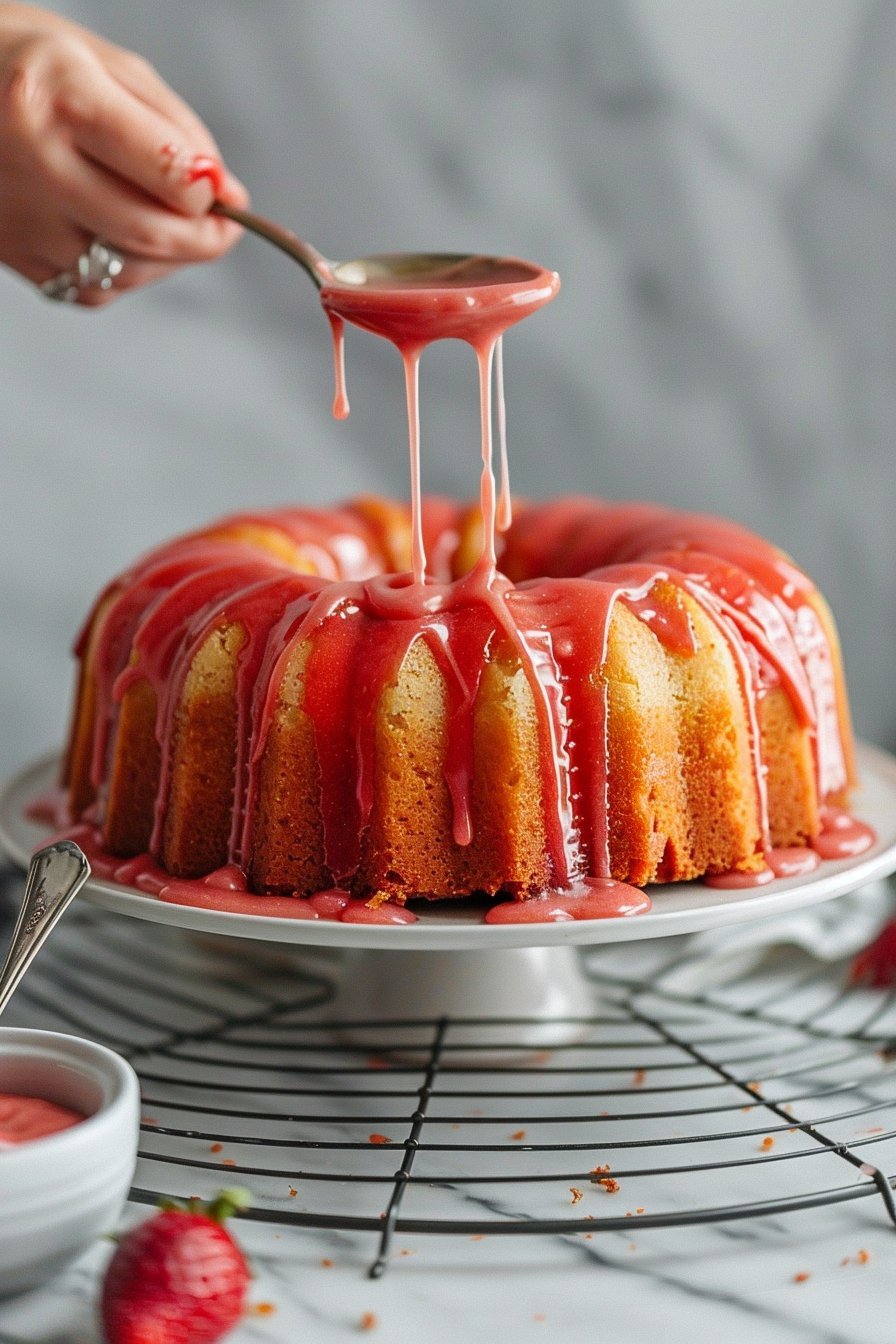 Strawberry Milkshake Pound Cake process image