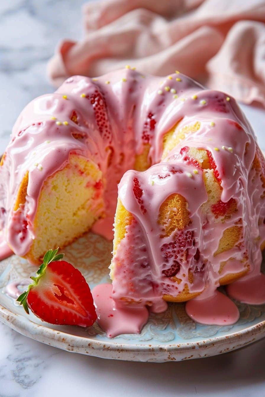 Strawberry Milkshake Pound Cake serving image