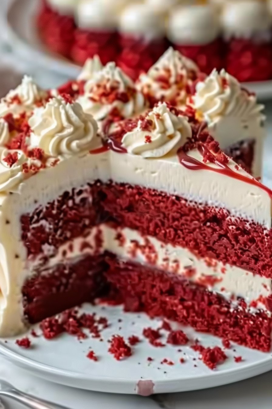 Red Velvet Cheesecake Swirl Cake serving image
