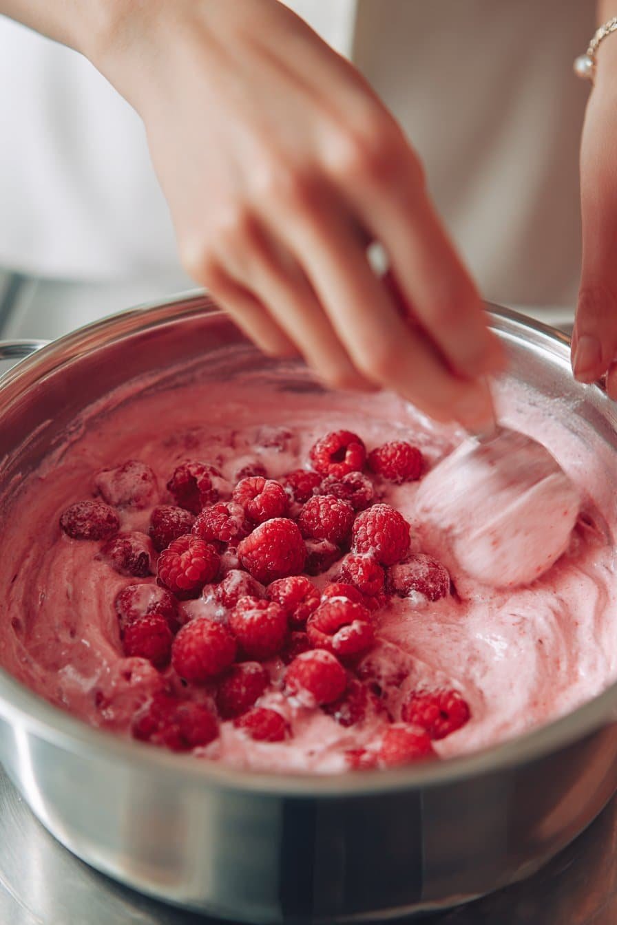 Fresh Raspberry Cloud Mousse instructions process
