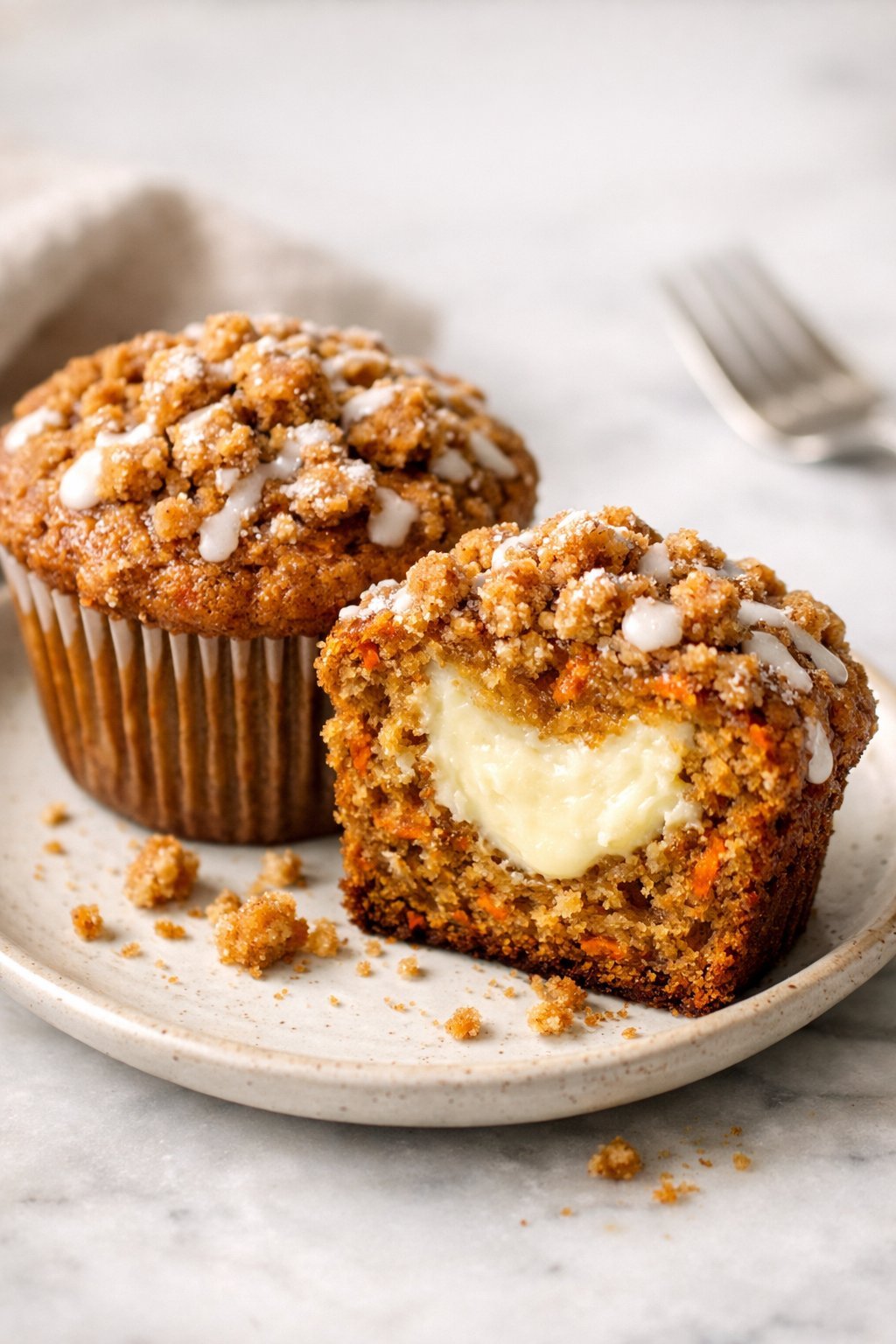 Carrot Cake Muffins with Cheesecake Filling serving image