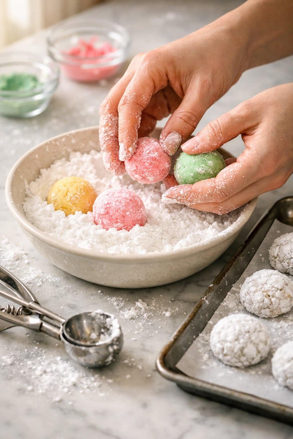 Springtime Crinkle Cookies process image