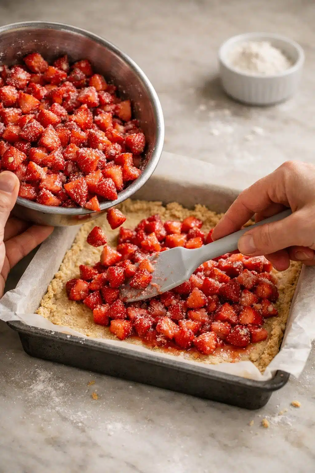 Strawberry Shortcake Bars process image
