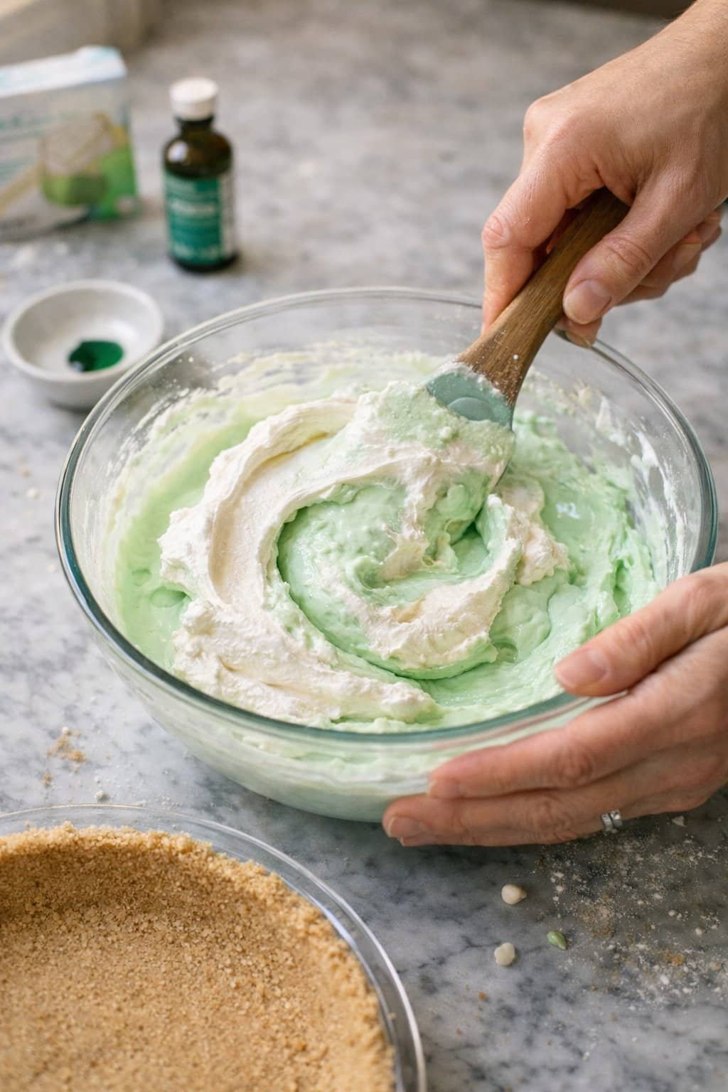 Shamrock Shake Pie process image