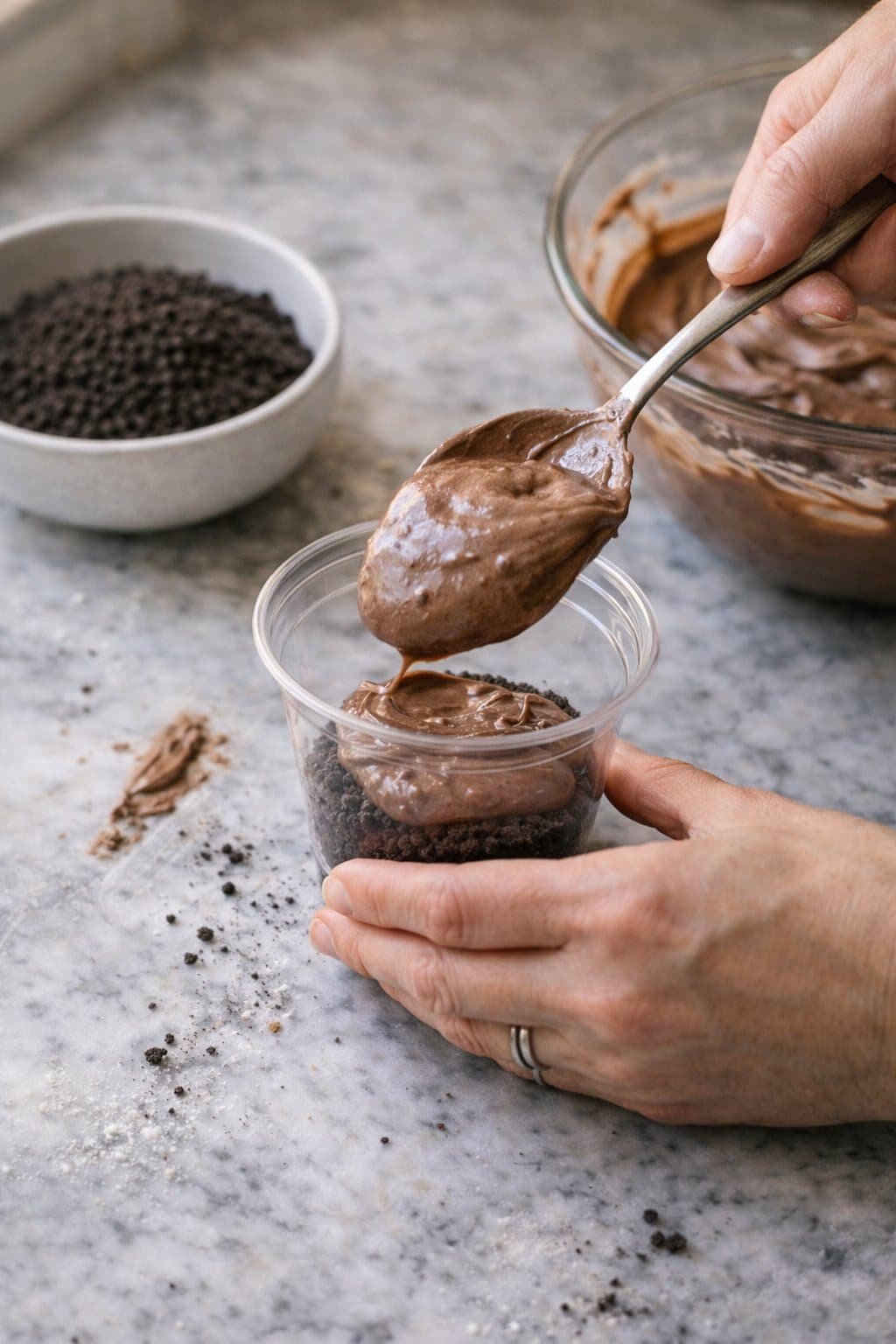 Oreo Cookie Dirt Cup process image