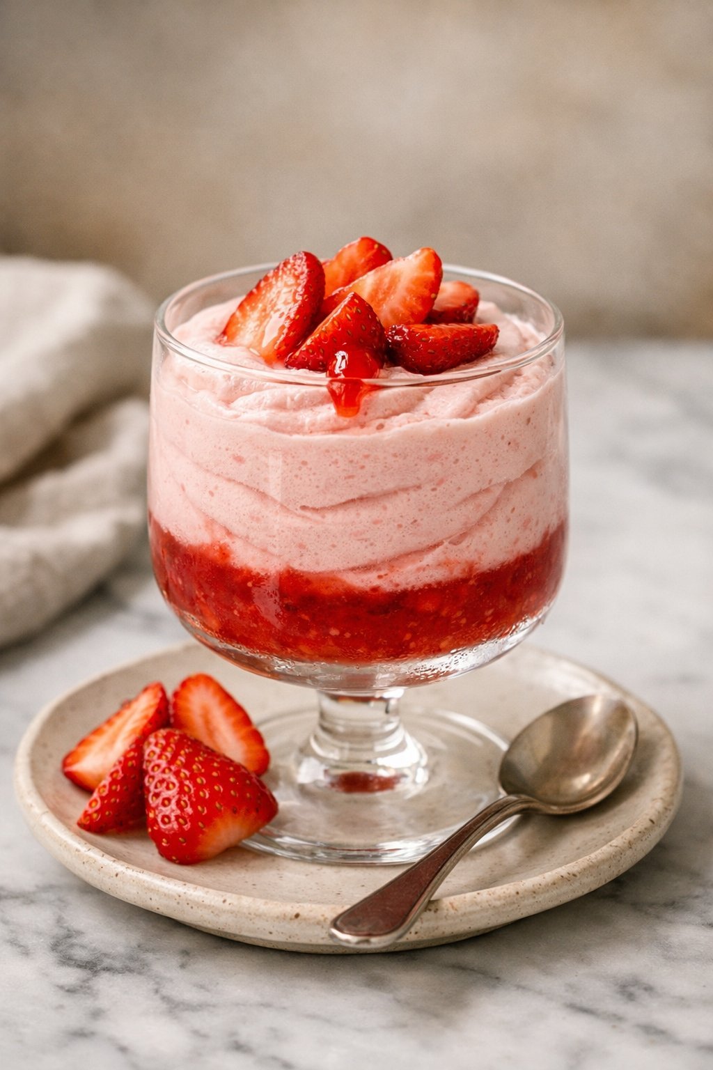 Easy Fresh Strawberry Mousse process image