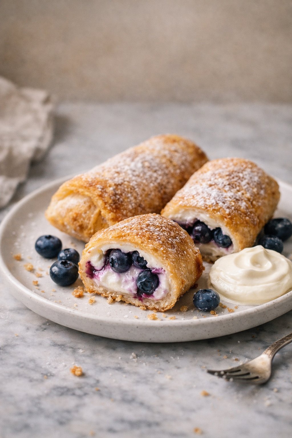 Crispy Keto Blueberry Cream Rolls for Guilt-Free Indulgence serving image