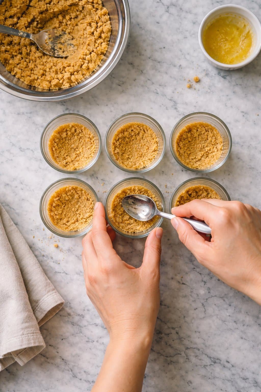 Easy No-Bake Strawberry Cheesecake Cups with Creamy Bliss process image