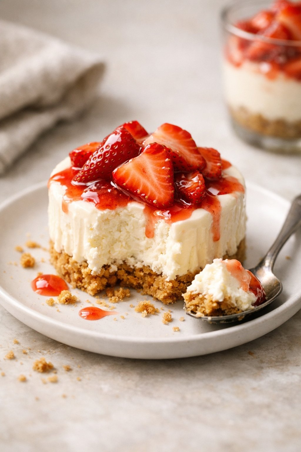 Easy No-Bake Strawberry Cheesecake Cups with Creamy Bliss serving image