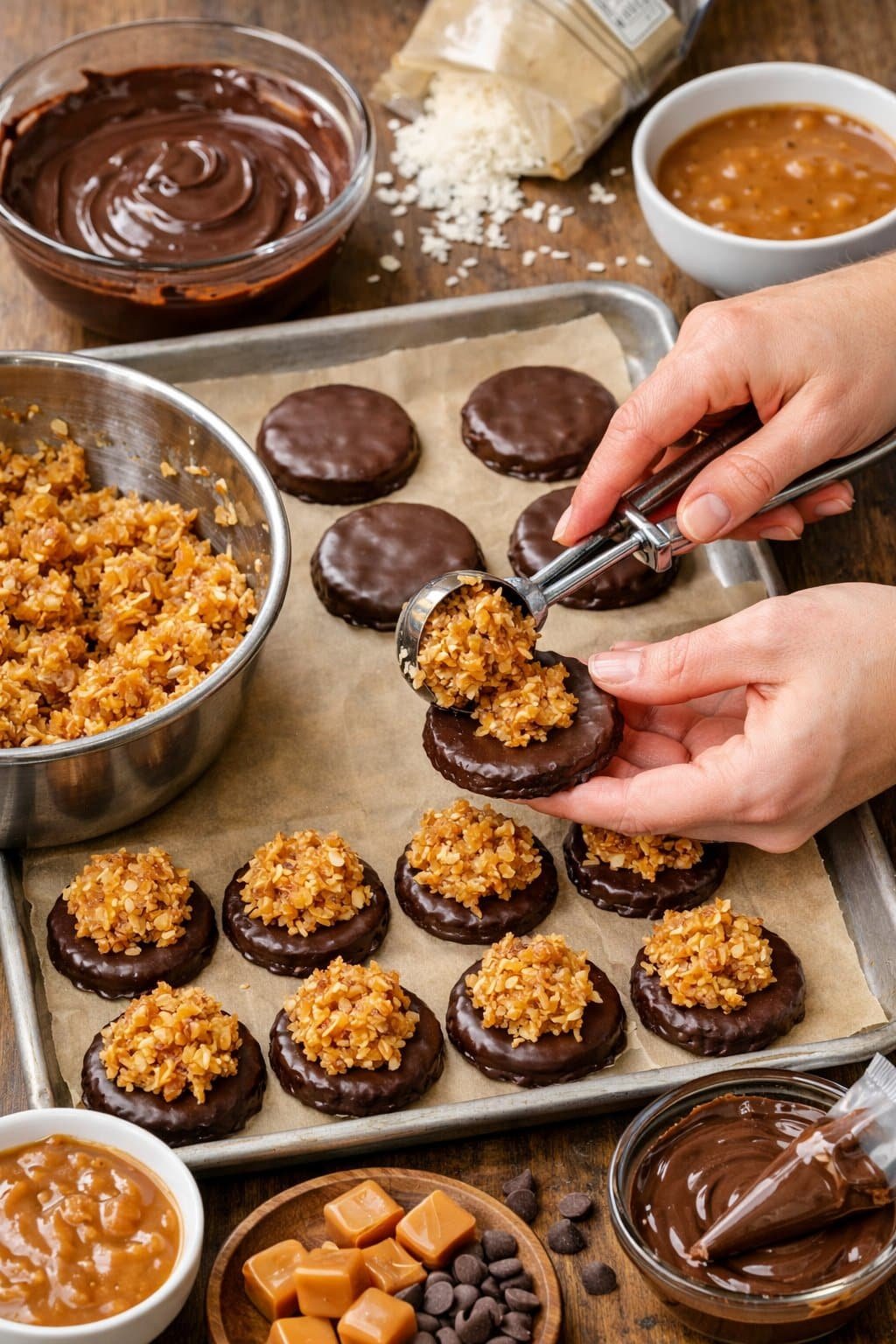 Easy No-Bake Samoa Cookies process image