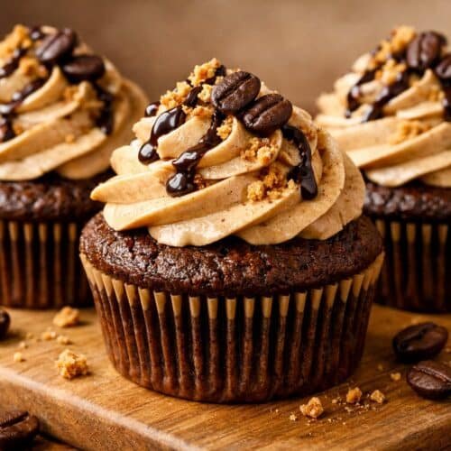 Espresso Cupcakes with Espresso Frosting : Bold & Sweet recipe card image