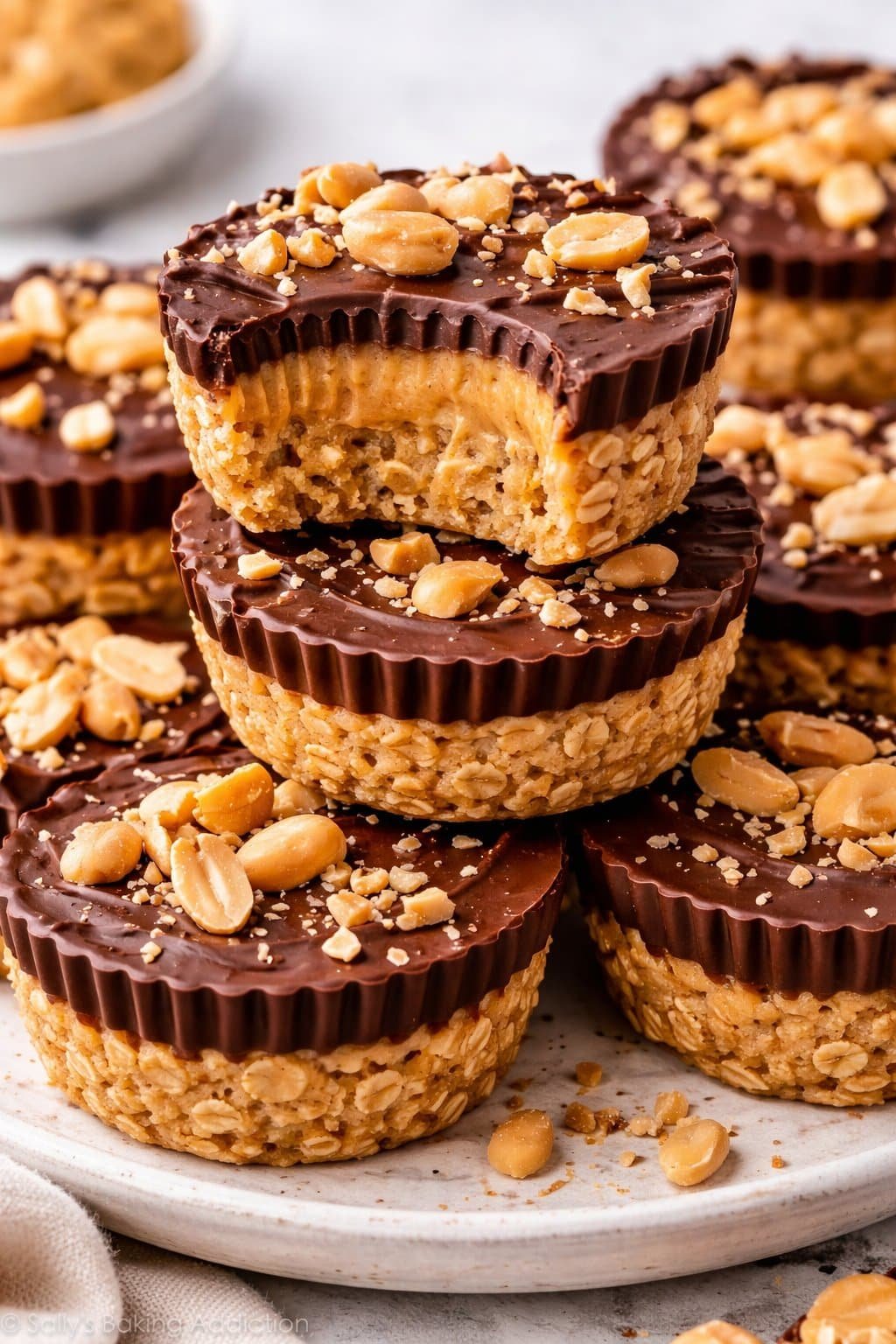 No-Bake Peanut Butter Oat Cups recipe card image