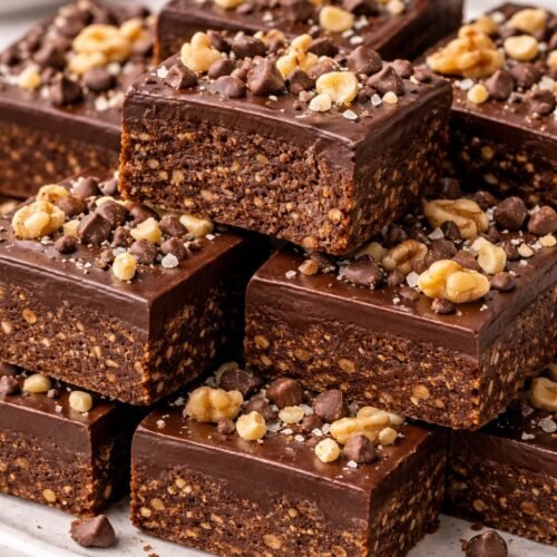 5-Ingredient No-Bake Chocolate Covered Brownies recipe card image