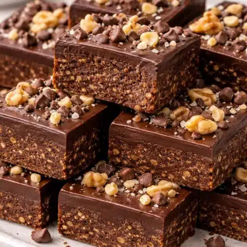 5-Ingredient No-Bake Chocolate Covered Brownies recipe card image