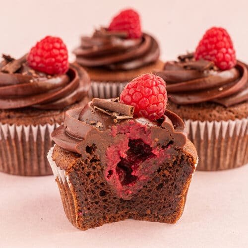 Chocolate Raspberry Cupcakes recipe card image