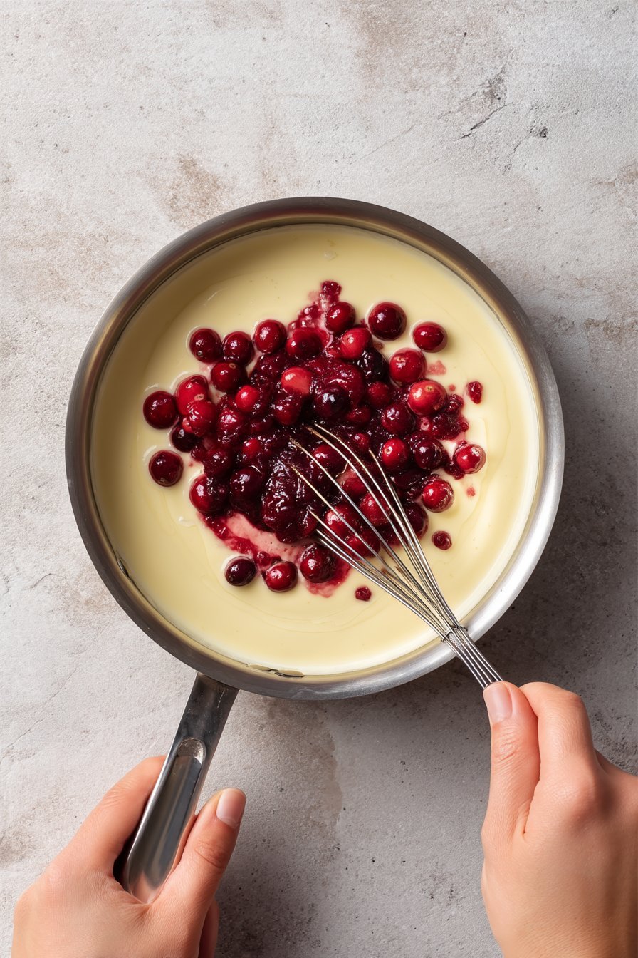 Eggnog Panna Cotta With Spiked Cranberry Sauce instructions process