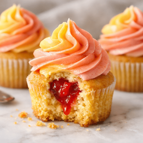 Oven-Baked Bakery-Style Mango Strawberry Sunset Cupcakes 4 Mango Strawberry Sunset Cupcakes featured image