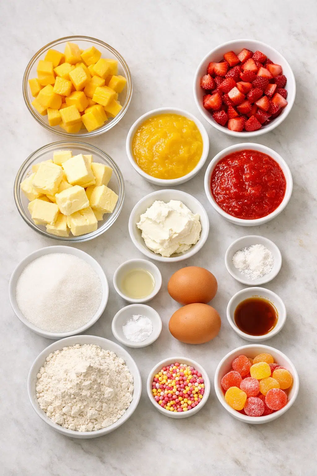 Mango Strawberry Sunset Cupcakes ingredients image