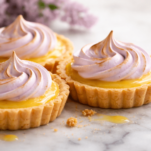 Mini Lemon Tart with Lilac Meringue : Spring Dessert featured image