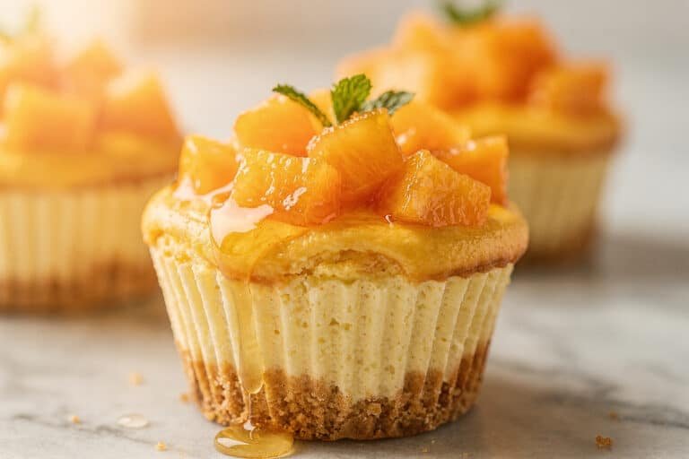 Peach & Honey Cheesecake Cupcakes – Creamy, Fruity, and Naturally Sweet Mini Desserts featured image