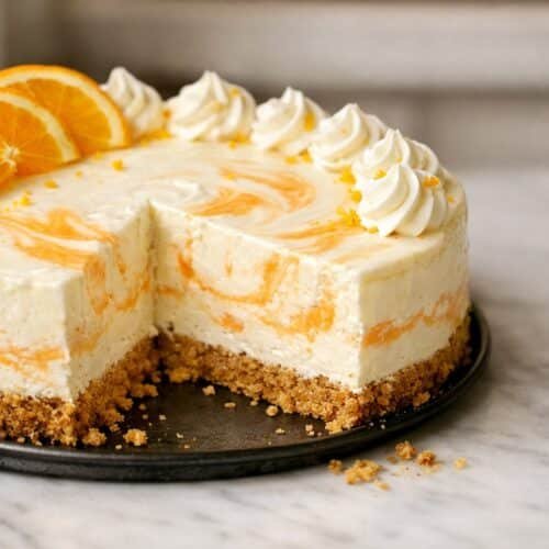 No-Bake Orange Creamsicle Cheesecake recipe card