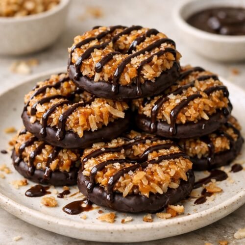 Easy No-Bake Samoa Cookies recipe card
