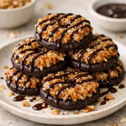 Easy No-Bake Samoa Cookies recipe card