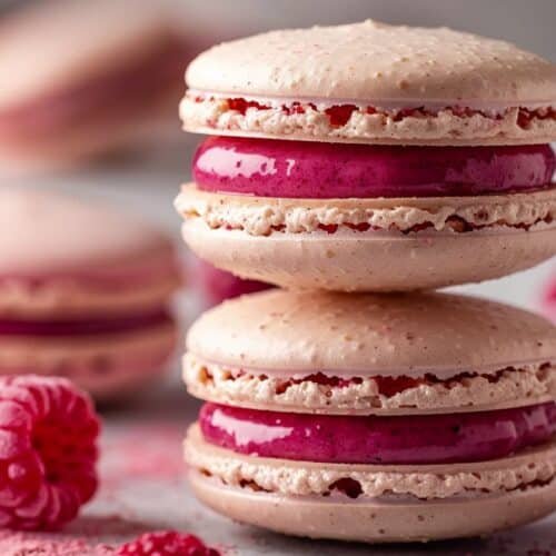 Raspberry Macarons recipe card