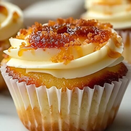 Decadent Vanilla Bean Crème Brûlée Cheesecake Cupcakes recipe card