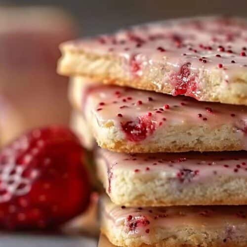 Strawberry Shortbread Cookies recipe card
