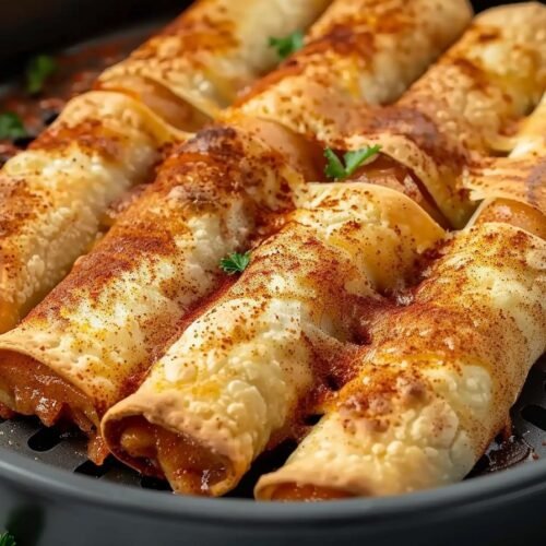 Easy Air Fryer Apple Pie Taquitos recipe card