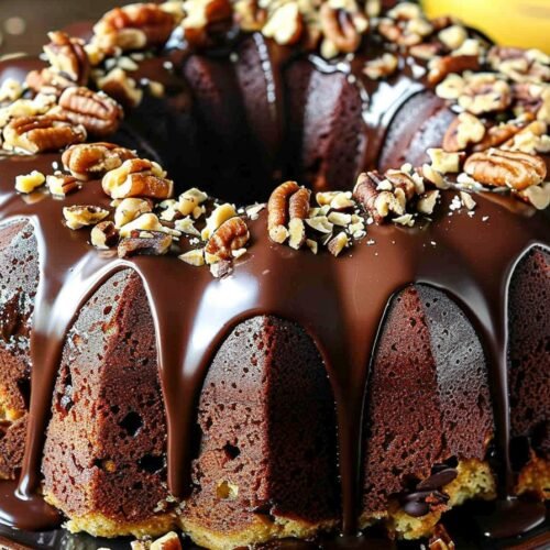 Chunky Monkey Banana Cake recipe card