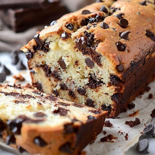 Chocolate Chip Loaf Cake recipe card