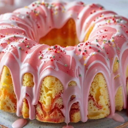 Strawberry Milkshake Pound Cake recipe card