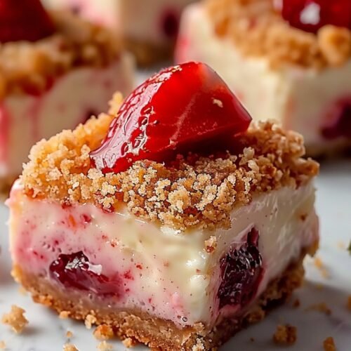 Strawberry Crunch Cheesecake Bites recipe card