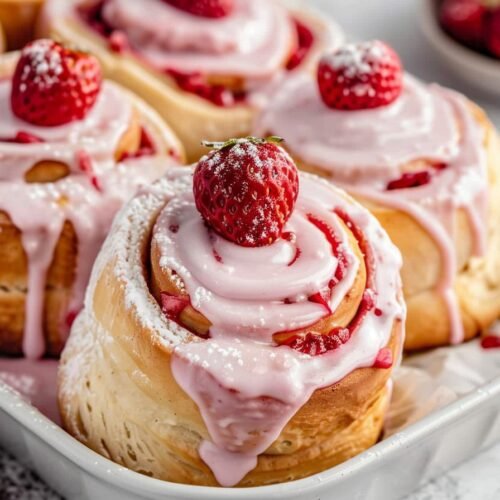 Strawberry Cinnamon Rolls recipe card