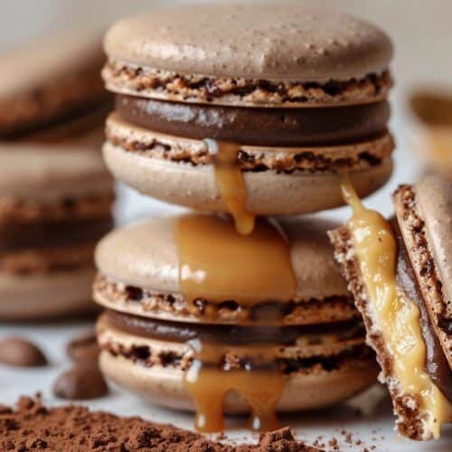 Mocha Caramel Macarons recipe card