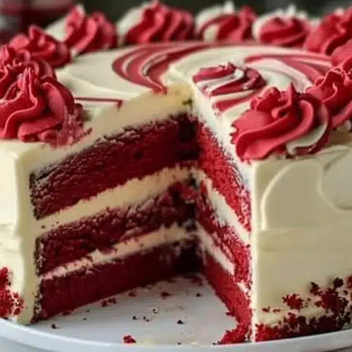 Red Velvet Cheesecake Swirl Cake recipe card