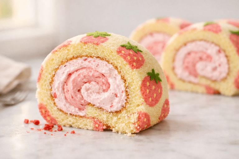 Taste to rate 13 Strawberry Cake Roll with Japanese-Inspired Strawberry Pattern and Fluffy Strawberry Whipped Cream featured image