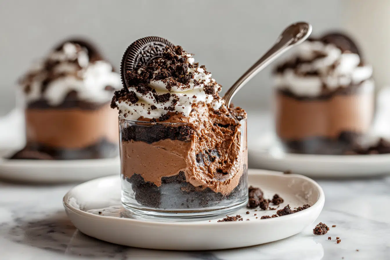 Decadent Oreo Chocolate Mousse Cups for Effortless Indulgence serving image