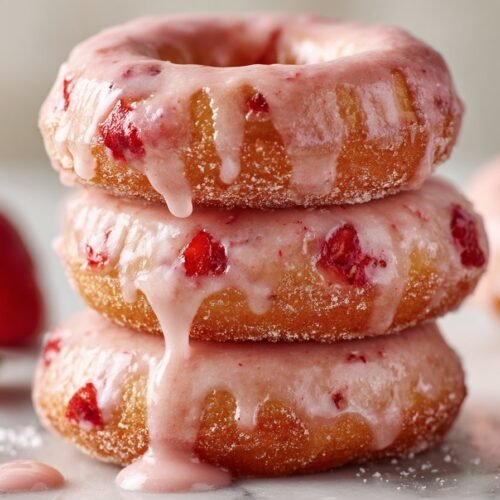 Strawberry Buttermilk Doughnuts recipe card image