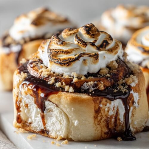 Gooey S'mores Rolls recipe card image